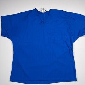Cherokee Scrubs Workwear Top Shirt Blue Nurse Doctor Hospital Uniform Vet Tech